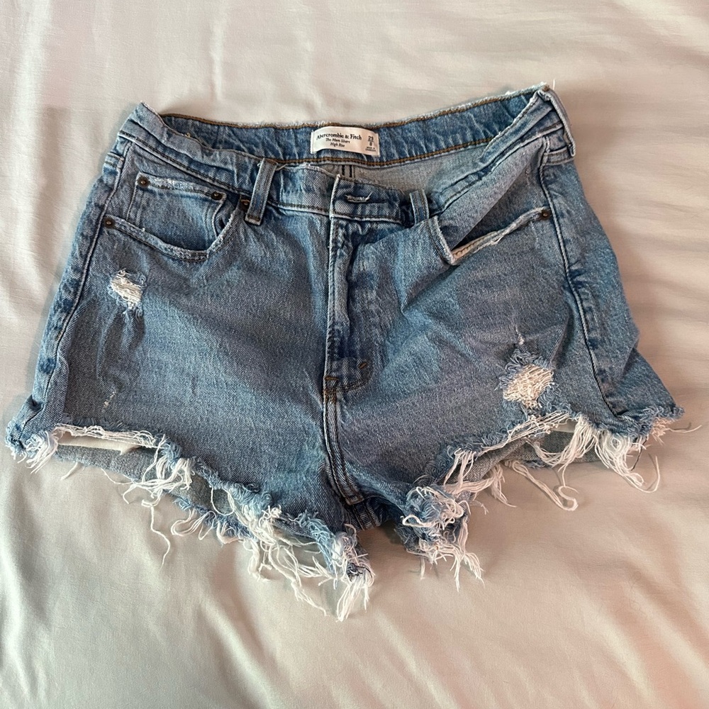 Abercrombie & Fitch Blue Jean Shorts The Mom Short, High Rise
